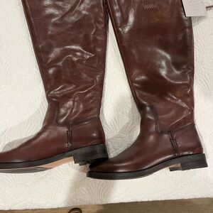 Franco Sarto Leather Meyer Wide Calf Brown Over the Knee Boots (New with Tags)